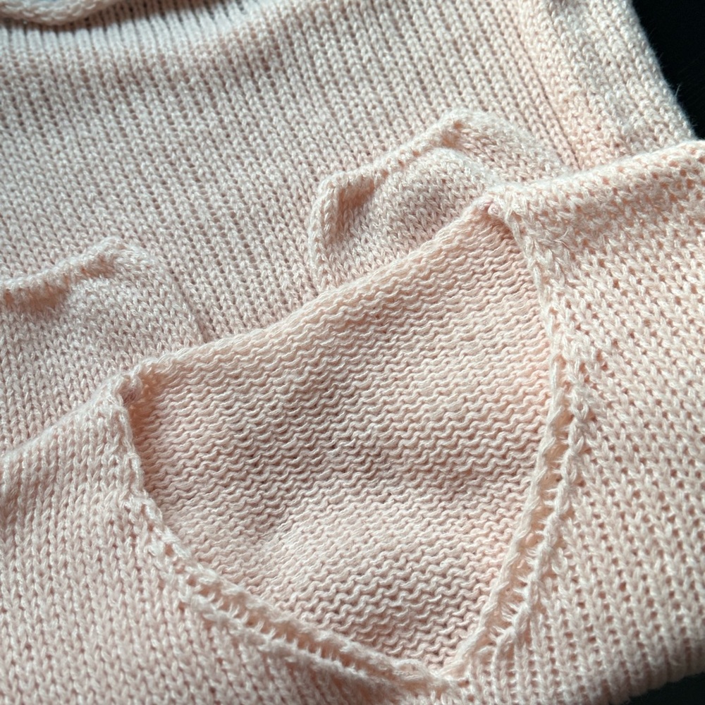 Blush Pink Chunky Knit Sweater Oversized Slouchy V Neck XL - Picture 12 of 12